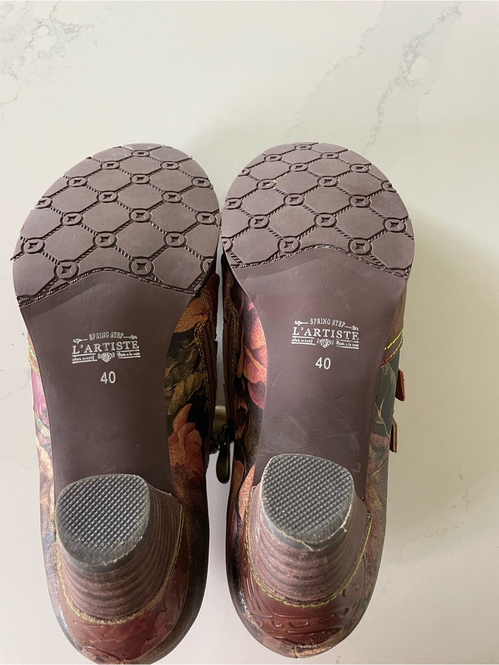 Spring Step L'Artiste Graphic Hand Painted Leather Ankle Boots Size EU 40 (US 9) - Picture 6 of 8